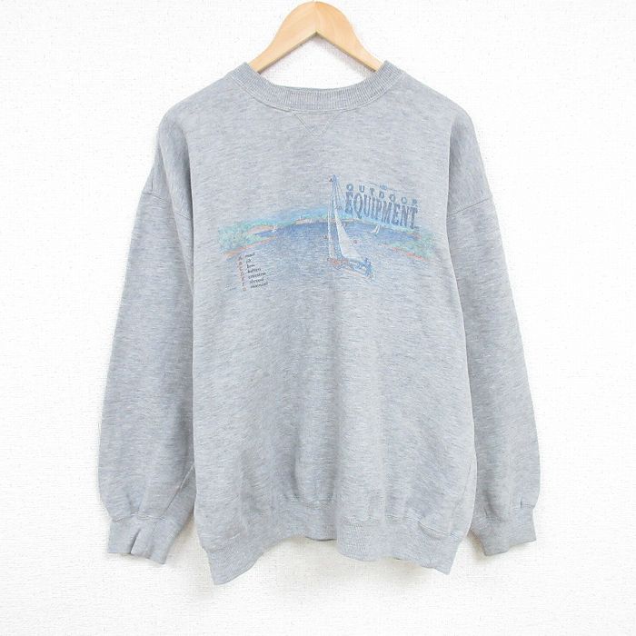 XL★古着 アメリカンイーグル American Eagle 長袖 スウェット メンズ 00年代 00s ヨット 大きいサイズ クルーネック グレー 霜降り 24dec26 中古 スエット トレーナー トップス