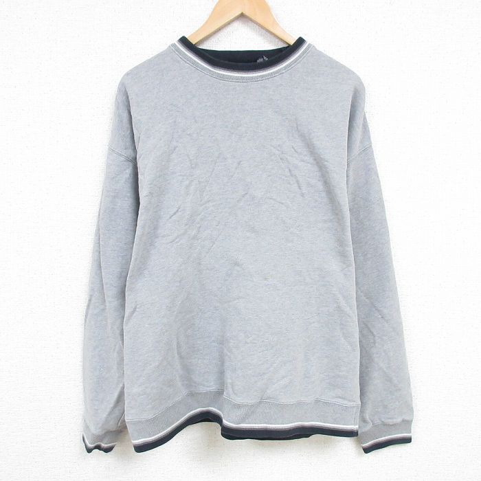 XL★古着 ギャップ GAP 長袖 スウェット メンズ 00年代 00s 無地 大きいサイズ コットン クルーネック グレー 霜降り 24dec26 中古 スエット トレーナー トップス
