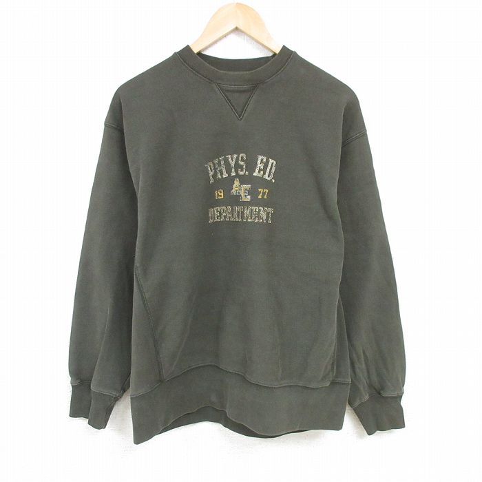 XL★古着 アメリカンイーグル American Eagle 長袖 スウェット メンズ 00年代 00s フィジカルエデュケーションデパートメント クルーネック 濃緑 グリーン 24dec26 中古 スエット トレーナー トップス