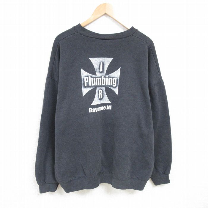 XL★古着 リー Lee 長袖 スウェット メンズ 00年代 00s ベイヨン ニュージャージー 大きいサイズ クルーネック 黒 ブラック 24dec26 中古 スエット トレーナー トップス