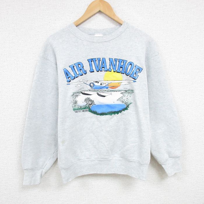 【50%OFF】L★古着 フルーツオブザルーム 長袖 スウェット メンズ 00年代 00s エアアイバンホー クルーネック カナダ製 薄グレー 霜降り 24dec26 中古 スエット トレーナー トップス