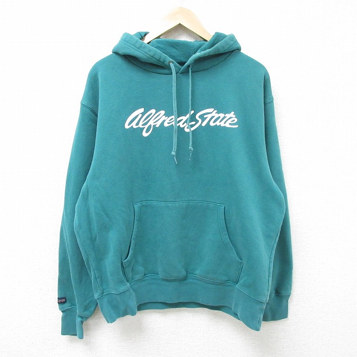 XL★古着 ジャンスポーツ 長袖 スウェット パーカー メンズ 00年代 00s アルフレッド 大学 緑 グリーン 24dec28 中古 スエット トレーナー トップス