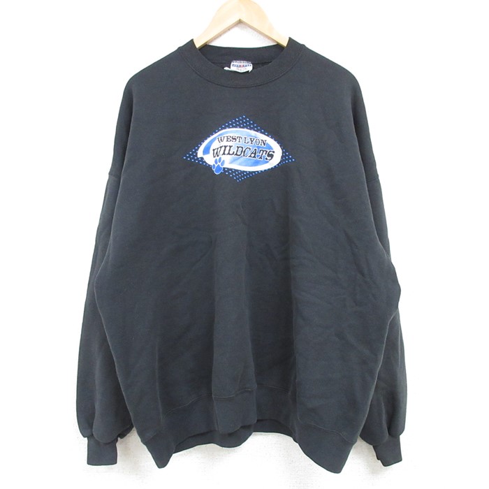 【50%OFF】XL★古着 ジャージーズ 長袖 スウェット メンズ 90年代 90s WILDCATS 大きいサイズ クルーネック USA製 黒 ブラック 24dec28 中古 スエット トレーナー トップス