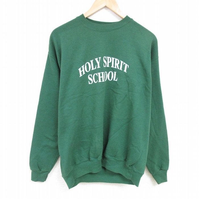 XL★古着 長袖 スウェット メンズ 00年代 00s 聖霊 クルーネック 緑 グリーン 25jan08 中古 スエット トレーナー トップス