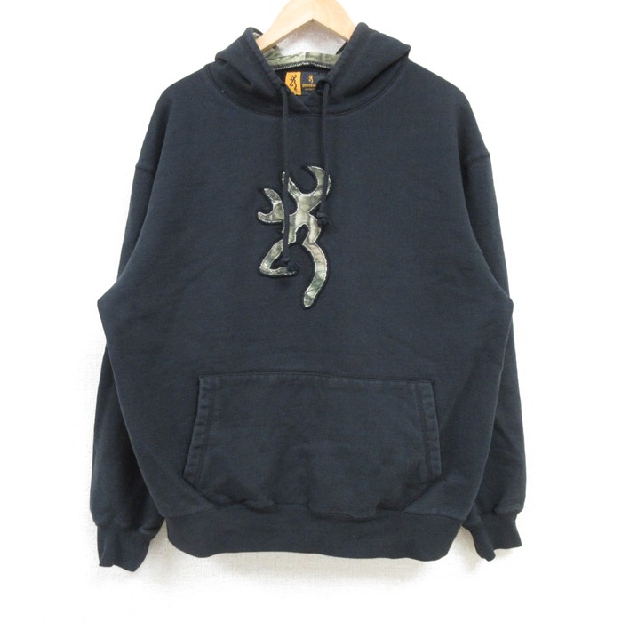 L★古着 長袖 スウェット パーカー メンズ ブローニングアームズ 黒 ブラック 25jan09 中古 スエット トレーナー トップス