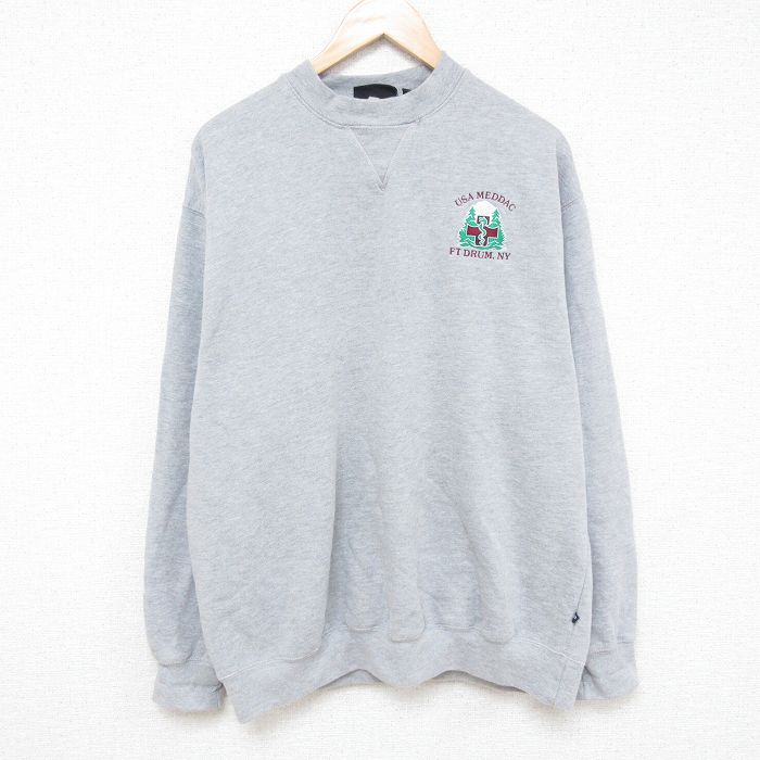 XL★古着 長袖 スウェット メンズ フォートドラム クルーネック グレー 霜降り 25jan15 中古 スエット トレーナー トップス