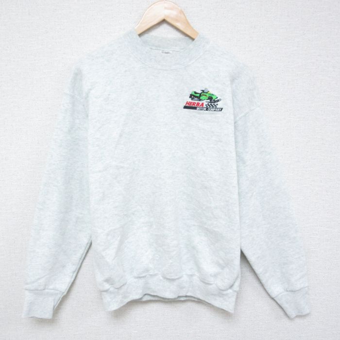【50%OFF】M★古着 フルーツオブザルーム 長袖 スウェット メンズ 00年代 00s スノーモービル クルーネック 薄グレー 霜降り 25jan20 中古 スエット トレーナー トップス