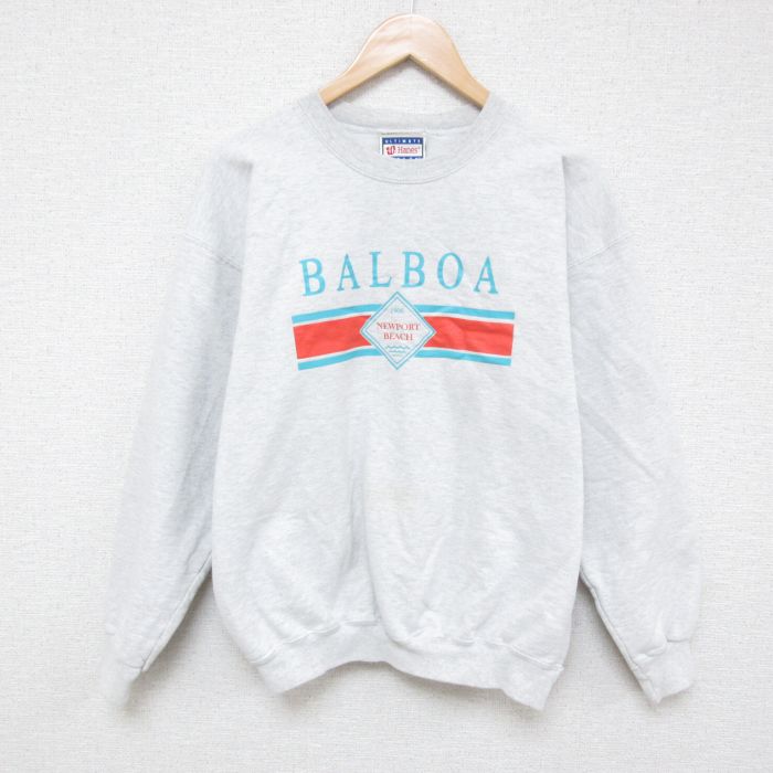 L★古着 ヘインズ Hanes 長袖 スウェット メンズ 00年代 00s BALBOA クルーネック 薄グレー 霜降り 25jan20 中古 スエット トレーナー トップス