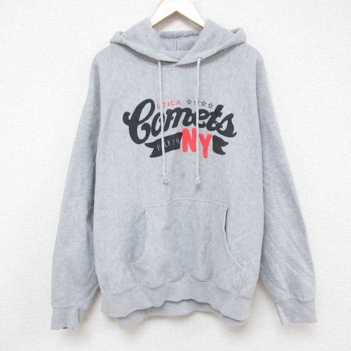 【50%OFF】XL★古着 MVスポーツ 長袖 スウェット パーカー メンズ 00年代 00s ホッケー 大きいサイズ グレー 霜降り 25jan20 中古 スエット トレーナー トップス