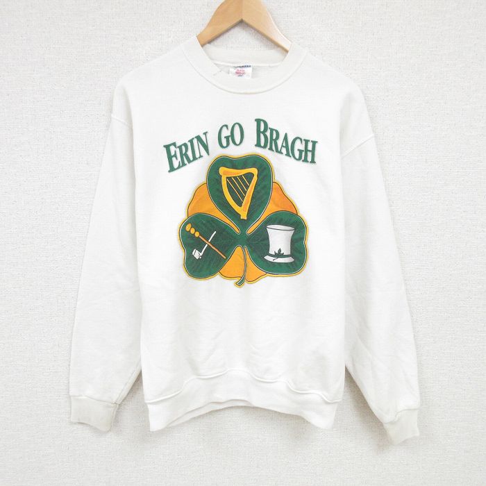 【50%OFF】L★古着 ジャージーズ 長袖 スウェット メンズ 00年代 00s エリンゴーブラグ クルーネック 白 ホワイト 25jan24 中古 スエット トレーナー トップス