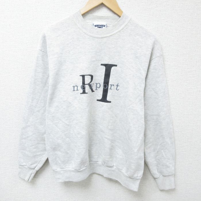 【50%OFF】M★古着 リー Lee 長袖 スウェット メンズ 90年代 90s newport クルーネック USA製 薄グレー 霜降り 25jan24 中古 スエット トレーナー トップス