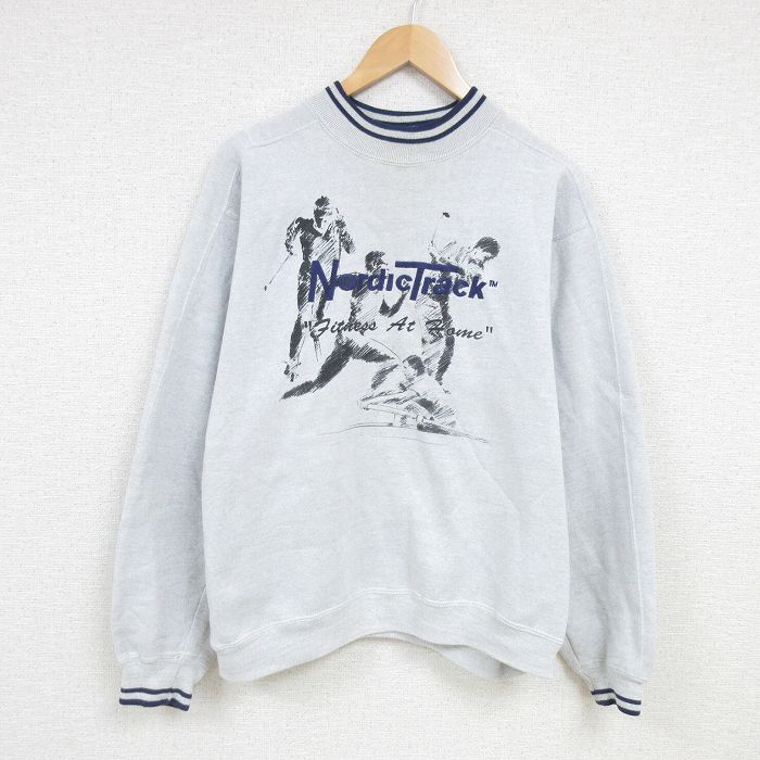 L★古着 長袖 スウェット メンズ 00年代 00s ボート ゴルフ ラグラン ハイネック モックネック 薄グレー 霜降り 25jan27 中古 スエット トレーナー トップス