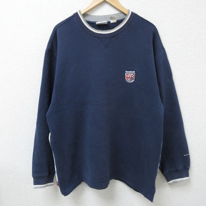 リーボック 00s 長袖スウェット ワンポイントロゴ ネイビー XL | 古着