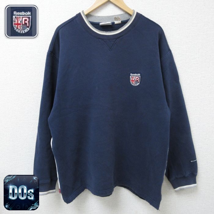 リーボック 00s 長袖スウェット ワンポイントロゴ ネイビー XL | 古着