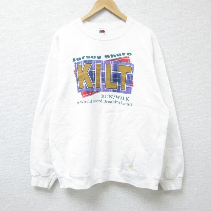 フルーツオブザルーム 00s 長袖スウェット KILT ホワイト L | 古着