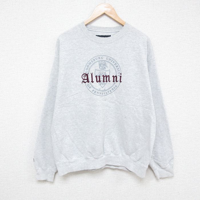 L★古着 ジャンスポーツ 長袖 スウェット メンズ 90年代 90s ペンシルベニア 大学 刺繍 クルーネック USA製 薄グレー 霜降り 25jan28 中古 スエット トレーナー トップス