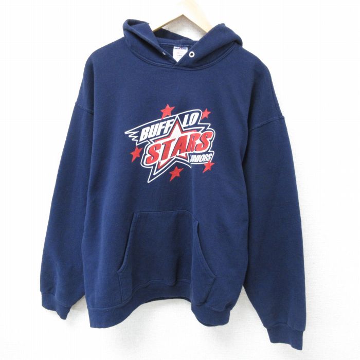 【50%OFF】XL★古着 ジャージーズ 長袖 スウェット パーカー メンズ 00年代 00s STARS 紺 ネイビー 25jan29 中古 スエット トレーナー トップス