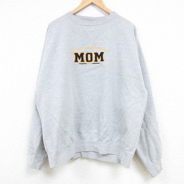 【50%OFF】XL★古着 MVスポーツ 長袖 スウェット メンズ 00年代 00s MOM クルーネック グレー 霜降り 25jan30 中古 スエット トレーナー トップス