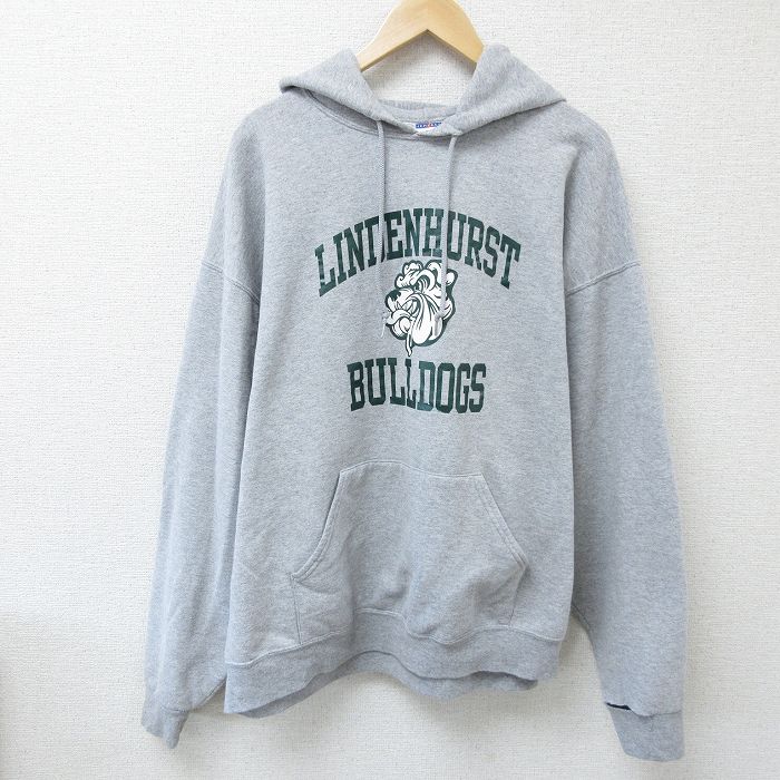 XL★古着 ジャージーズ 長袖 スウェット パーカー メンズ 00年代 00s ブルドッグ 大きいサイズ グレー 霜降り 25feb01 中古 スエット トレーナー トップス