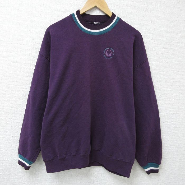 XL★古着 長袖 スウェット メンズ 00年代 00s ACUSHNET RUBBER CO クルーネック 紫 パープル 25feb01 中古 スエット トレーナー トップス