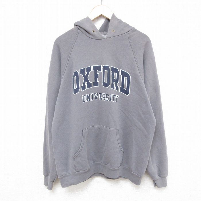 【50%OFF】L★古着 スクリーンスターズ 長袖 スウェット パーカー メンズ 00年代 00s オックスフォード 大学 ラグラン 濃グレー 25feb03 中古 スエット トレーナー トップス
