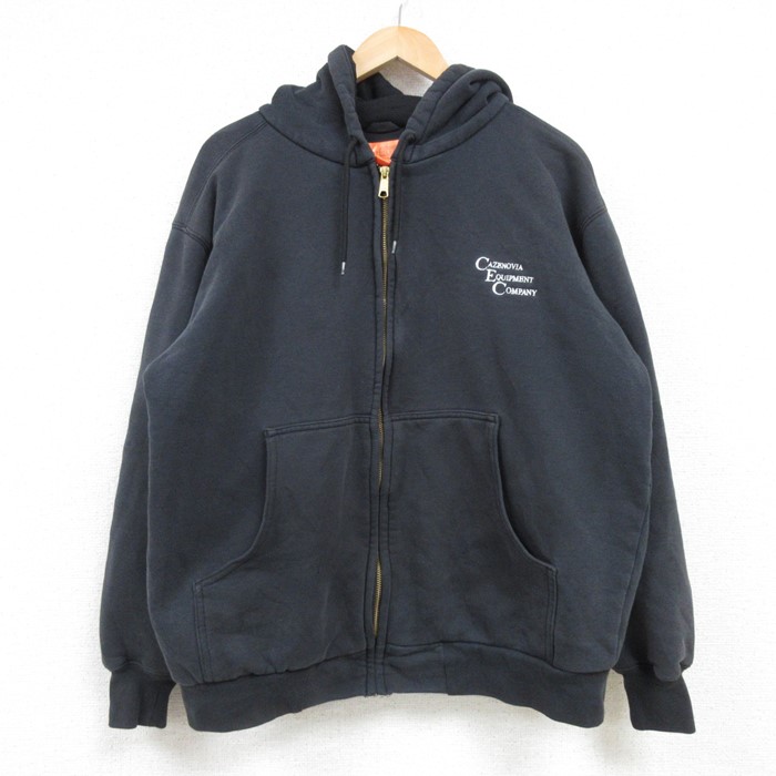 XL★古着 長袖 フルジップ スウェット パーカー メンズ CAZENOVIA EQUIPMENT COMPANY 黒 ブラック 25feb04 中古 スエット トレーナー トップス