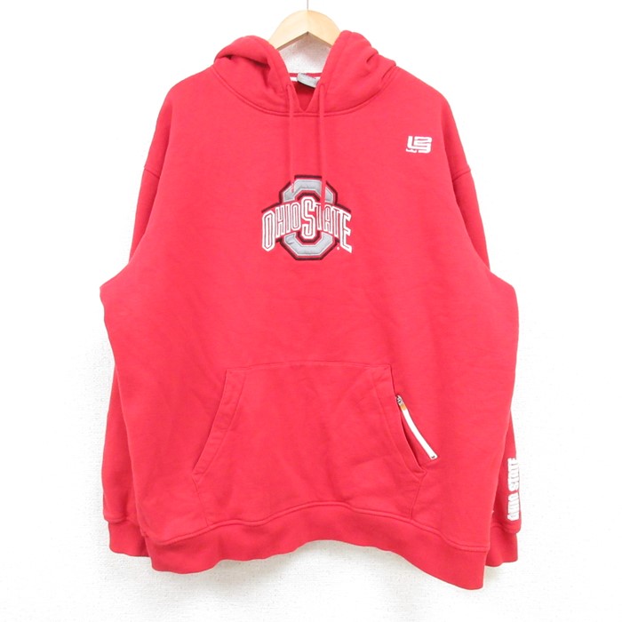 XL★古着 ナイキ NIKE 長袖 スウェット パーカー メンズ 00年代 00s オハイオ 大きいサイズ 赤 レッド 【spe】 25feb04 中古 スエット トレーナー トップス