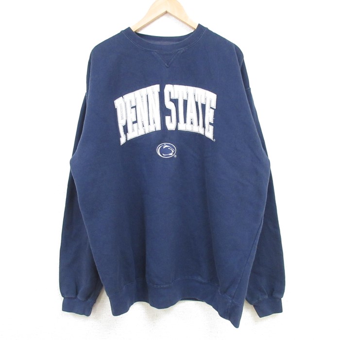 XL★古着 長袖 スウェット メンズ ペンシルベニア 大きいサイズ クルーネック 紺 ネイビー 25feb04 中古 スエット トレーナー トップス