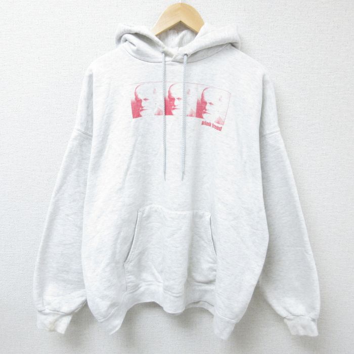 XL★古着 ヘインズ Hanes 長袖 ロック バンド スウェット パーカー メンズ 00年代 00s ピンクフロイド 大きいサイズ 薄グレー 霜降り 25feb05 中古 スエット トレーナー トップス