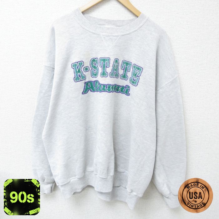 ラッセル 90s 長袖スウェット K STATE グレー メンズXL相当 | 古着