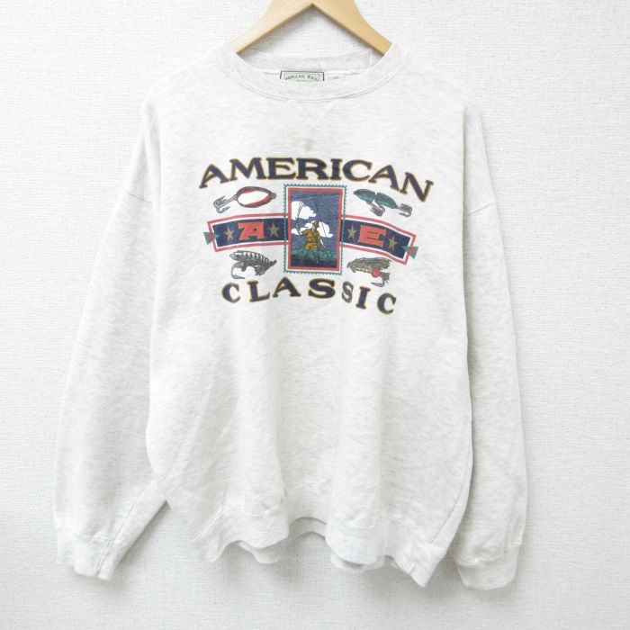 アメリカンイーグル 00s 長袖スウェット 釣り グレー XL | 古着
