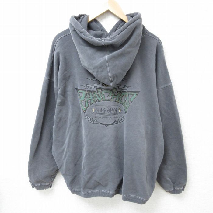 XL★古着 長袖 スウェット パーカー メンズ サーフショップ カリフォルニア 大きいサイズ 濃グレー 25feb05 中古 スエット トレーナー トップス
