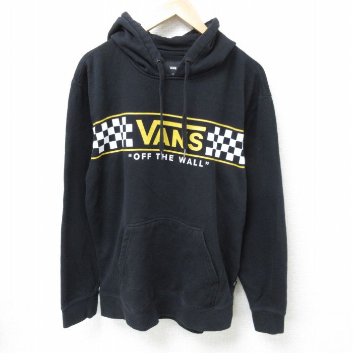 L★古着 バンズ VANS 長袖 スウェット パーカー メンズ 00年代 00s ビッグロゴ 黒 ブラック 25feb05 中古 スエット トレーナー トップス
