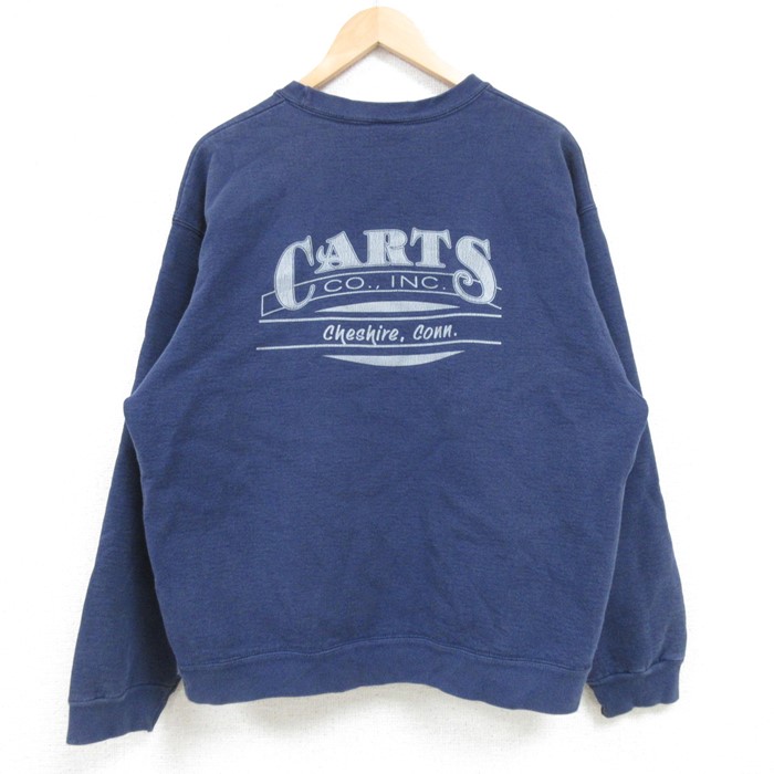 【50%OFF】L★古着 フルーツオブザルーム 長袖 スウェット メンズ 00年代 00s CARTS クルーネック 紺 ネイビー 25feb06 中古 スエット トレーナー トップス