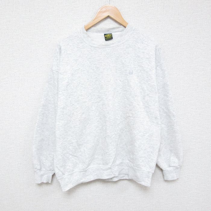 L★古着 オシュコシュ OSHKOSH 長袖 スウェット メンズ 90年代 90s コットン クルーネック USA製 薄グレー 霜降り 25feb07 中古 スエット トレーナー トップス