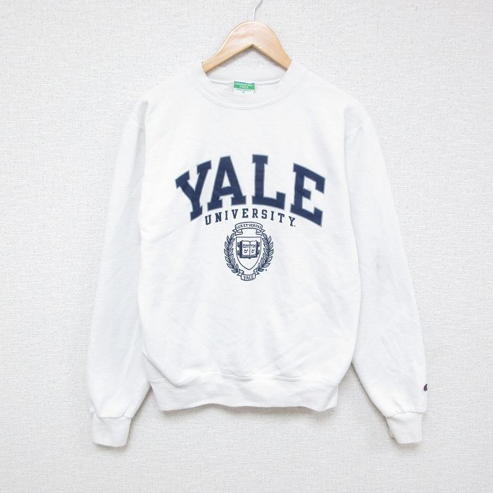 M★古着 チャンピオン Champion 長袖 スウェット メンズ 00年代 00s イェール YALE 大学 クルーネック 白 ホワイト 25feb07 中古 スエット トレーナー トップス