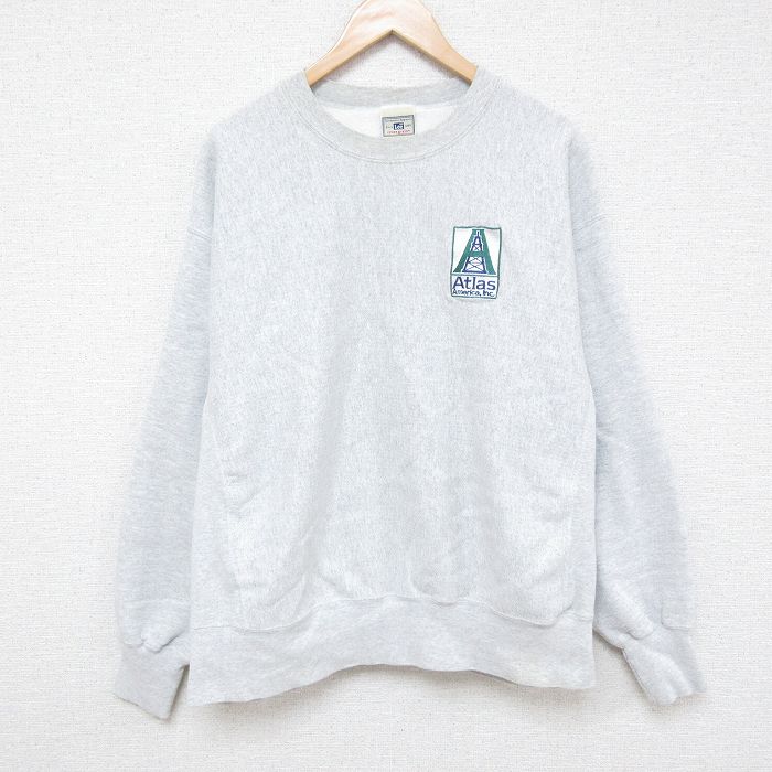 XL★古着 リー Lee 長袖 スウェット メンズ 00年代 00s Atlas 大きいサイズ クルーネック 薄グレー 霜降り 25feb07 中古 スエット トレーナー トップス