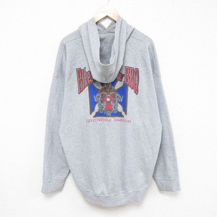 【50%OFF】XL★古着 長袖 スウェット パーカー メンズ 00年代 00s バイク 大きいサイズ グレー 霜降り 25feb07 中古 スエット トレーナー トップス