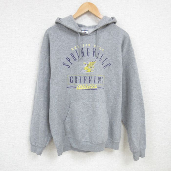 L★古着 ジャージーズ 長袖 スウェット パーカー メンズ 00年代 00s グリフィン グレー 霜降り 25feb08 中古 スエット トレーナー トップス