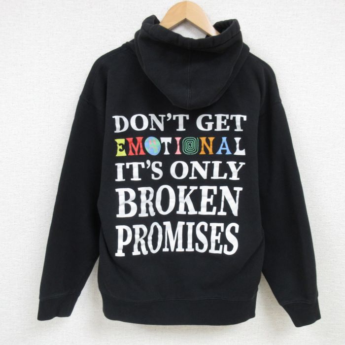 XL★古着 長袖 スウェット パーカー メンズ メッセージ 黒 ブラック 25feb08 中古 スエット トレーナー トップス