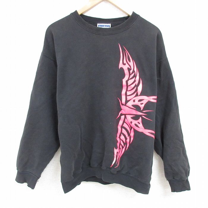 【50%OFF】XL★古着 ヘインズ Hanes 長袖 スウェット メンズ 00年代 00s フラッシュポイント クルーネック 黒 ブラック 25feb07 中古 スエット トレーナー トップス