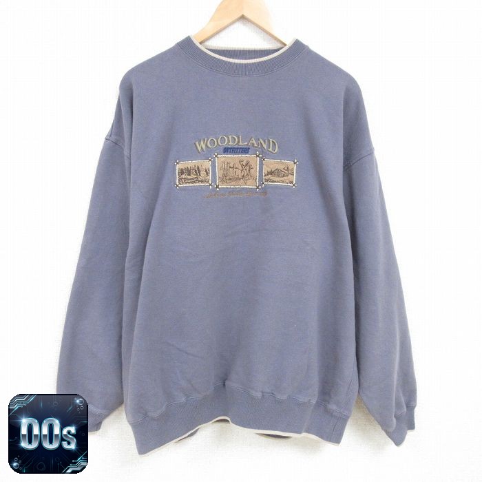 00s 長袖スウェット 鹿刺繍 グレー メンズXL相当 | 古着