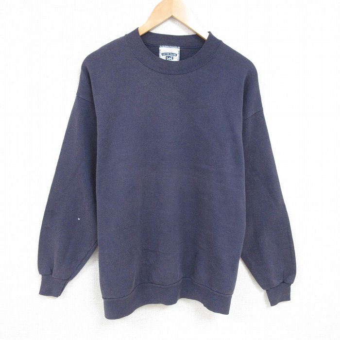 XL★古着 リー Lee 長袖 スウェット メンズ 00年代 00s 無地 クルーネック 紺 ネイビー 25feb07 中古 スエット トレーナー トップス