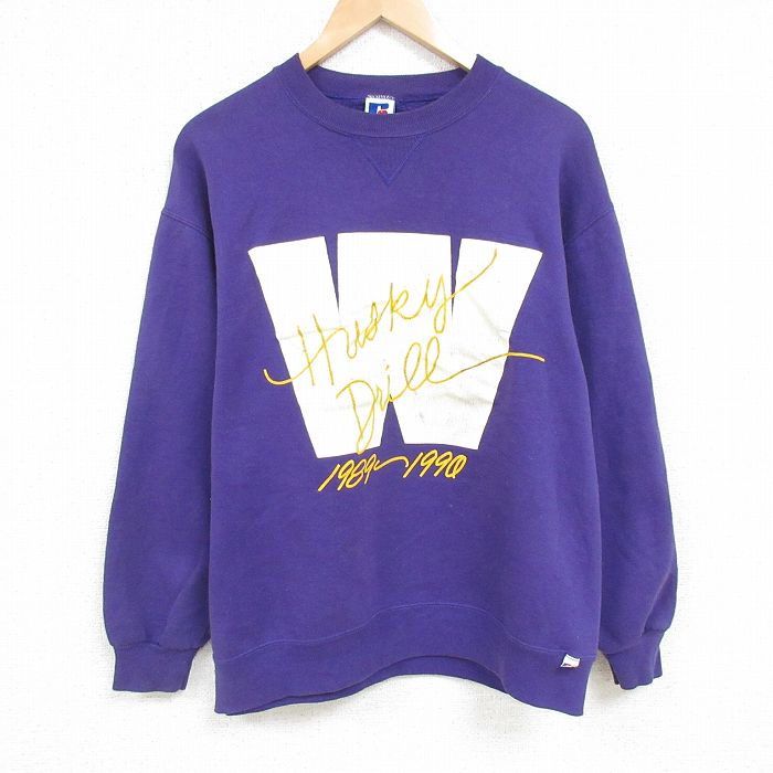 XL★古着 ラッセル 長袖 スウェット メンズ 90年代 90s W 大きいサイズ クルーネック USA製 紫 パープル 【spe】 25feb07 中古 スエット トレーナー トップス