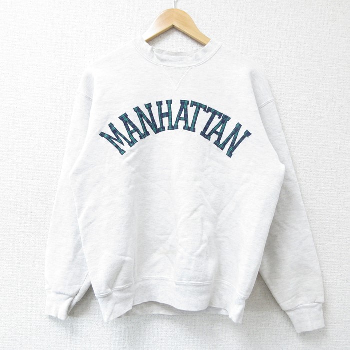 M★古着 ラコステ LACOSTE 長袖 ブランド スウェット メンズ 00年代 00s マンハッタン クルーネック 薄グレー 霜降り 25feb08 中古 スエット トレーナー トップス