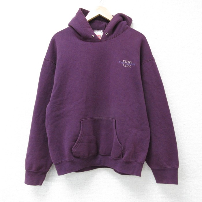 M★古着 ウィルソン 長袖 スウェット パーカー メンズ 00年代 00s ワンポイントロゴ 紫 パープル 25feb08 中古 スエット トレーナー トップス