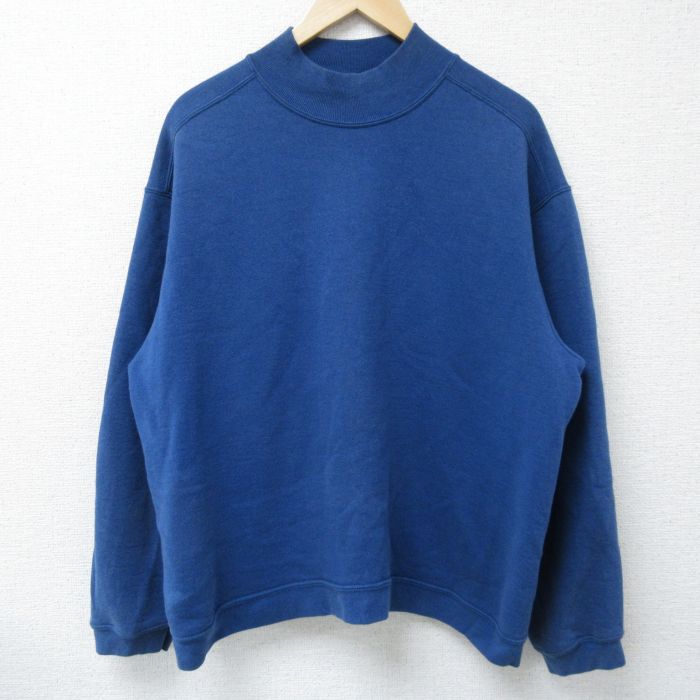 【20%OFF】XL★古着 ギタノ GITANO 長袖 スウェット メンズ 00年代 00s 無地 モックネック ハイネック 青 ブルー 25feb10 中古 スエット トレーナー トップス