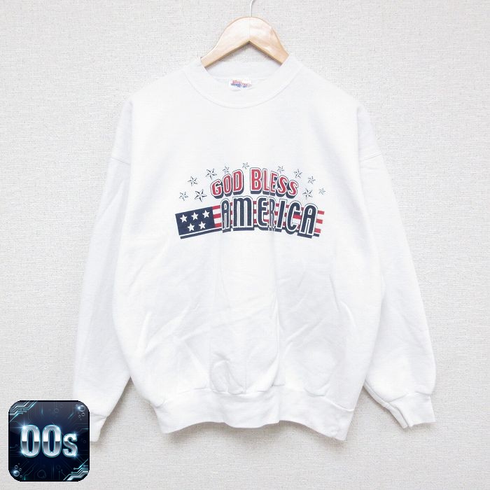 ヘインズ 00s 長袖スウェット 星条旗 ホワイト XL | 古着