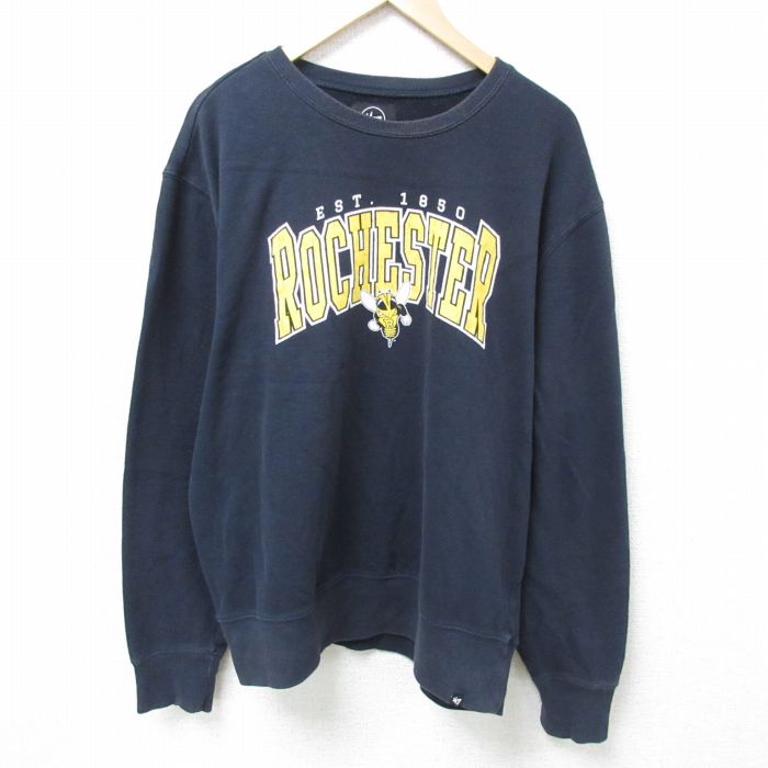【50%OFF】XL★古着 長袖 スウェット メンズ ロチェスター 大きいサイズ クルーネック 黒 ブラック 25feb12 中古 スエット トレーナー トップス