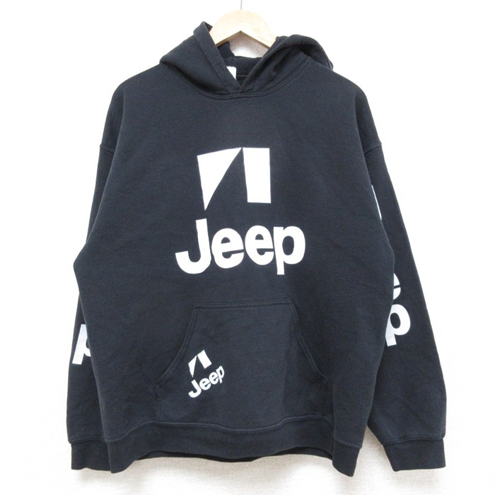 L★古着 長袖 スウェット パーカー メンズ ジープ 黒 ブラック 25feb13 中古 スエット トレーナー トップス
